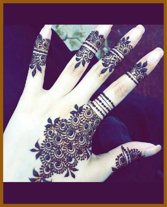 Simple Back Hand Mehndi With Net Curve Fingers Simple Back Hand Mehndi With Net Curve Fingers